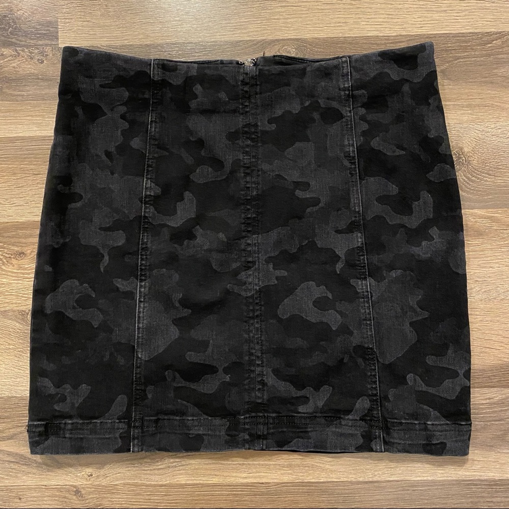 Free People Black/Grey Camo Modern Femme Mini Skirt